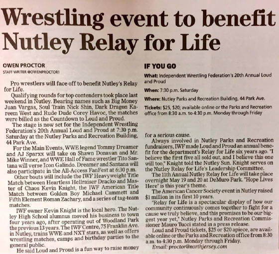 IWF 20th Annual LOUD &amp; PROUD Featured in Nutley Sun Newspaper