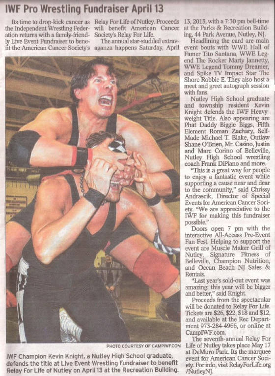 IWF LOUD 'n' PROUD Event Preview featured in Nutley Sun Newspaper