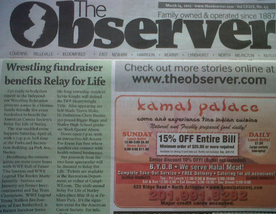 IWF Fundraiser in The Observer Newspaper