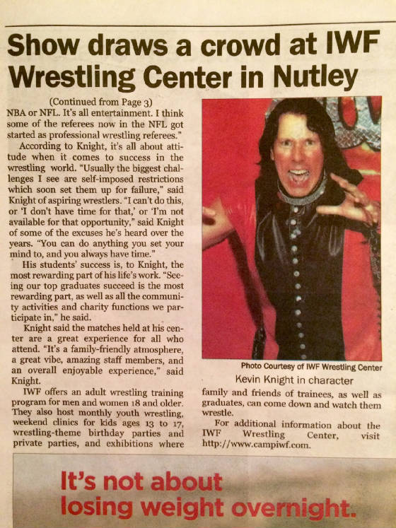 IWF Wrestling in Nutley Journal Newspaper